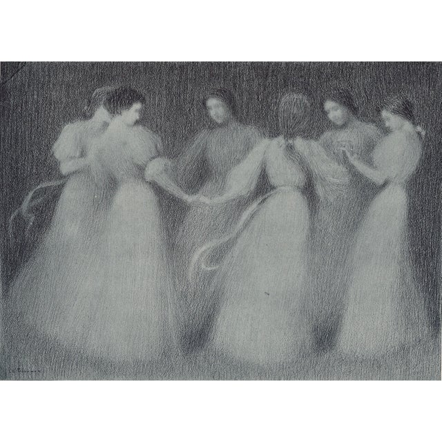 Henri eugène le sidaner (1862-1939) la ronde (the round dance) original lithograph from the glorious portfolio "l'estampe...