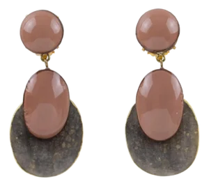 Cilea Paris Taupe and Cocoa Resin Dangle Clip Earrings
