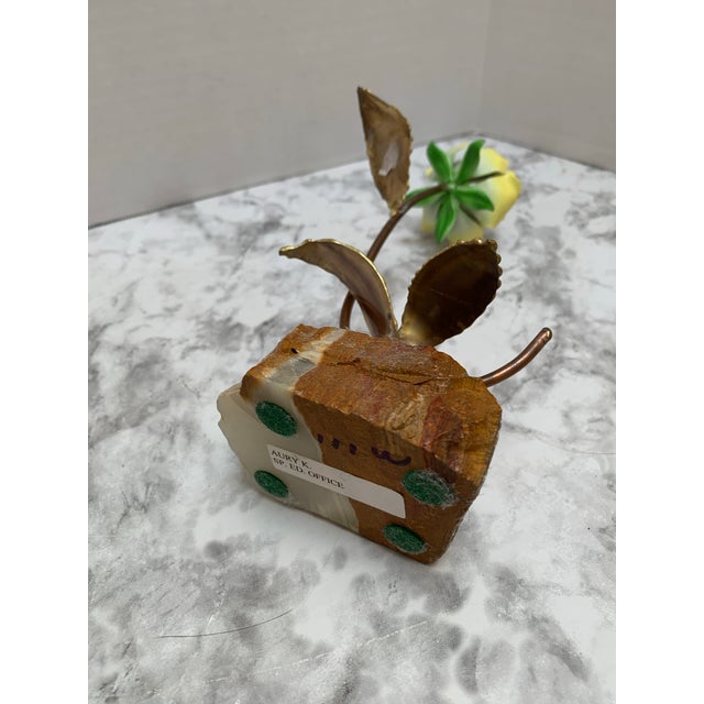 Vintage Midcentury Sculptural Decor Metal Yellow Rose For Sale In Sacramento - Image 6 of 7