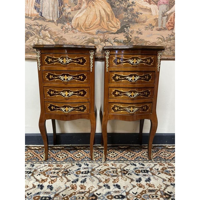 Fabulous Marquetry Inlay Nightstands, Set of 2 For Sale - Image 5 of 5