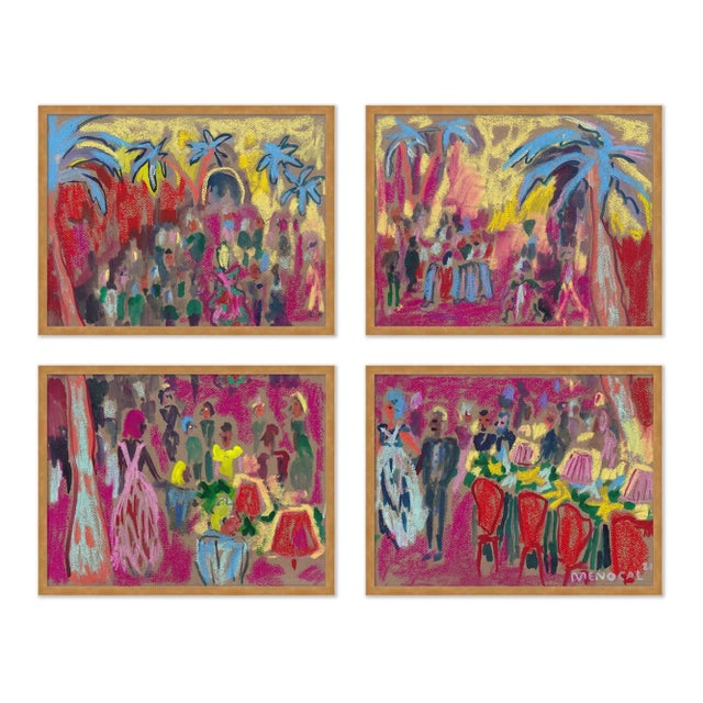 Paper Cabaret by Happy Menocal in Gold Frame, Small Art Prints, Set of 4 For Sale - Image 7 of 7
