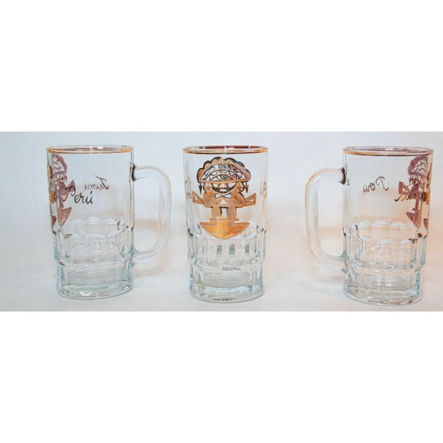 Folk Art Vintage Artesania Tabuisa Mugs Set of 3 With Tumi Peruvian God Design For Sale - Image 3 of 13