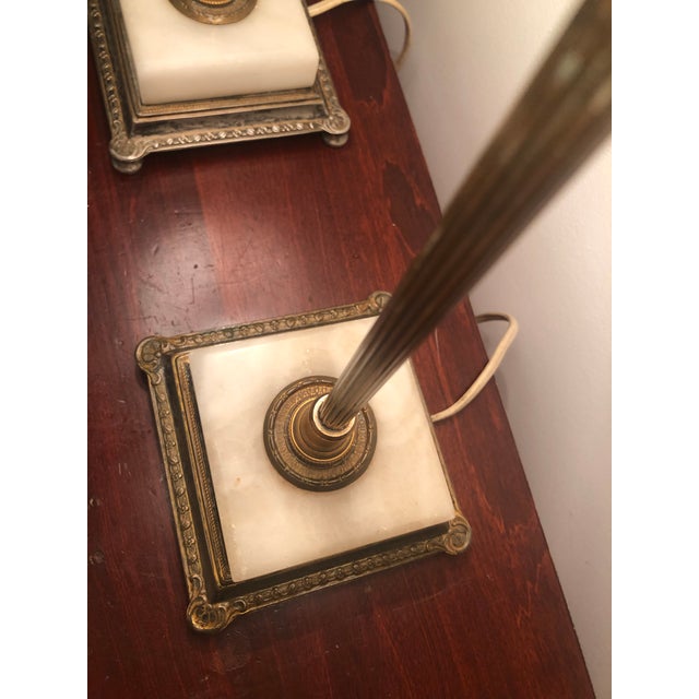 1940s 22k Gold Plated Table Lamps With Marble Base - A Pair For Sale - Image 11 of 12
