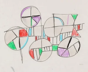 Paul McCoy Circular Abstract in Oil Pastel, Circa 1960s Circa 1960s-70s