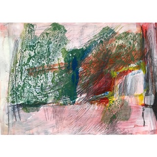 Patricia Zippin "Scribbles" 1980s Mixed Media Abstract Painting For Sale