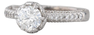 Veraggio 1.47ctw Diamond Halo Engagement Ring W/ Box Gia 18k White Gold Filigree, Size 7.5