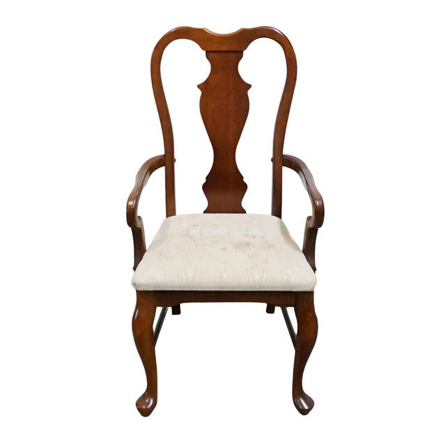 Queen Anne Bassett Furniture Solid Cherry Traditional Queen Anne Style Dining Arm Chair 4270-594 For Sale - Image 3 of 10