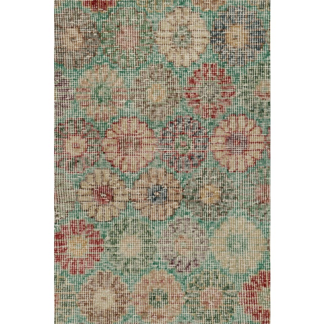 1960s Vintage Zeki Müren Rug in Teal With Colorful Floral Patterns, From Rug & Kilim For Sale - Image 5 of 6