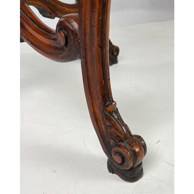 Rococo Revival Carved Walnut & Burl Octagonal Accent Table For Sale - Image 10 of 16