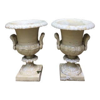 Cast Iron Urns - A Pair For Sale
