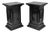 Vintage French Empire Style Black Lacquer Painted Pedestal Column End Table Pair For Sale
