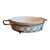 1970s International Silver Co. Silverplated Wire Basket With 1.25 Qt Round Stoneware Baking Dish For Sale