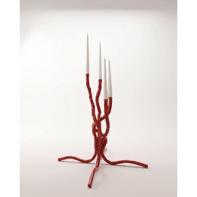 Stroma Sculptural Candelabra in Forged Steel by Metalmorphosis Studio For Sale - Image 4 of 6