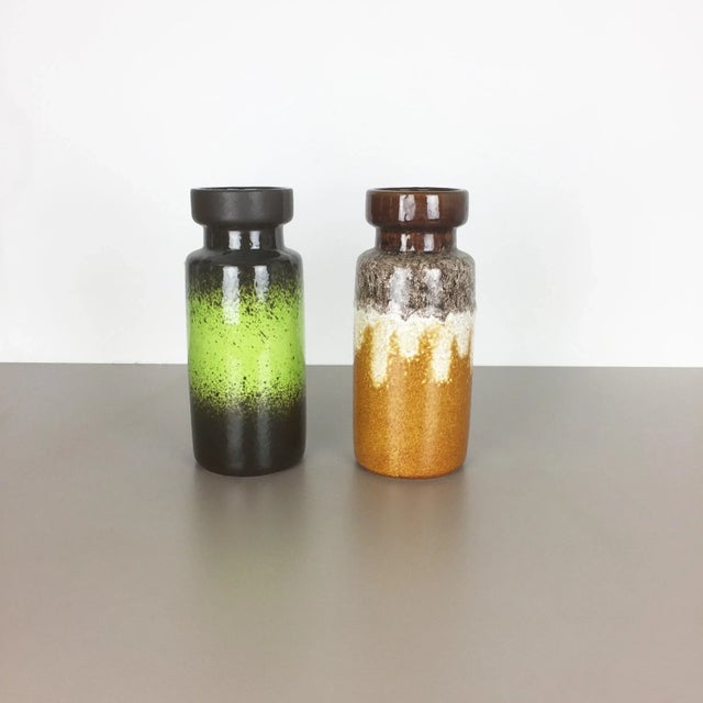Article: Set of two fat lava art vases Producer: Scheurich, Germany Decade: 1970s These original vintage vases was...