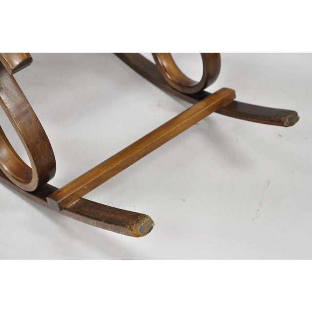 Vintage Mid Century Modern Thonet Style Bentwood & Cane Rocker Rocking Chair (C) For Sale - Image 16 of 18