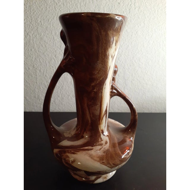 1980s Art Studio Drip Glaze Pottery Dual Handle Decorative Vase For Sale - Image 4 of 5