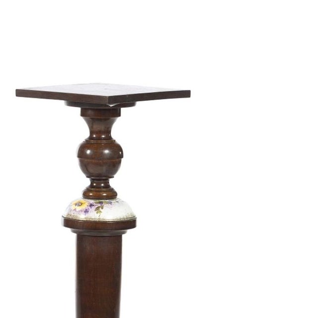 20th Century Walnut and Porcelain Columns, Set of 2 For Sale - Image 4 of 6