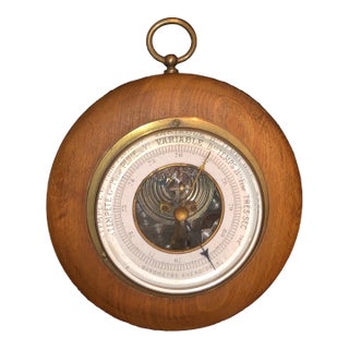 Late 19th Century French Turned-Wood Aneroid Barometer From 30 Rue Du Bac, Paris For Sale