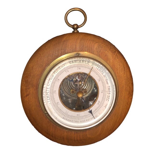 Late 19th Century French Turned-Wood Aneroid Barometer From 30 Rue Du Bac, Paris For Sale