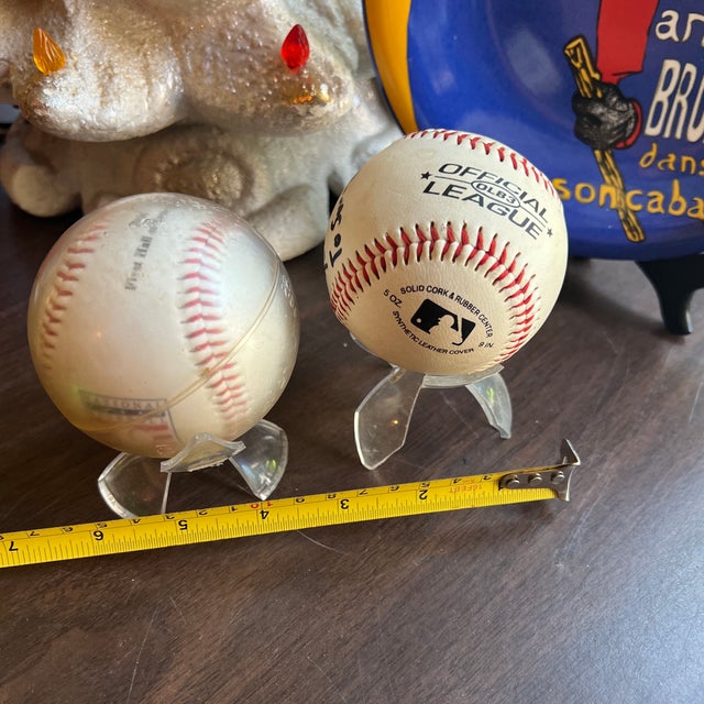 Vintage Pair of 1936 First Hall of Fame Election Baseballs and Stand For Sale - Image 9 of 12