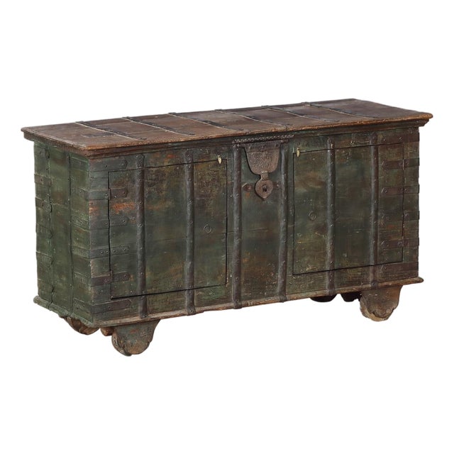 Antique Indian Teakwood Pitara Chest Console For Sale