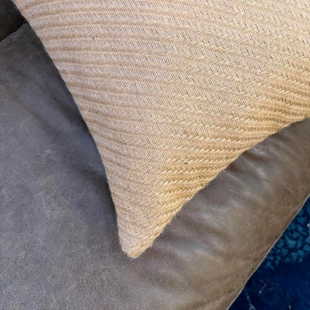 Linen Herringbone Minimalist Cushion Cover For Sale - Image 12 of 12