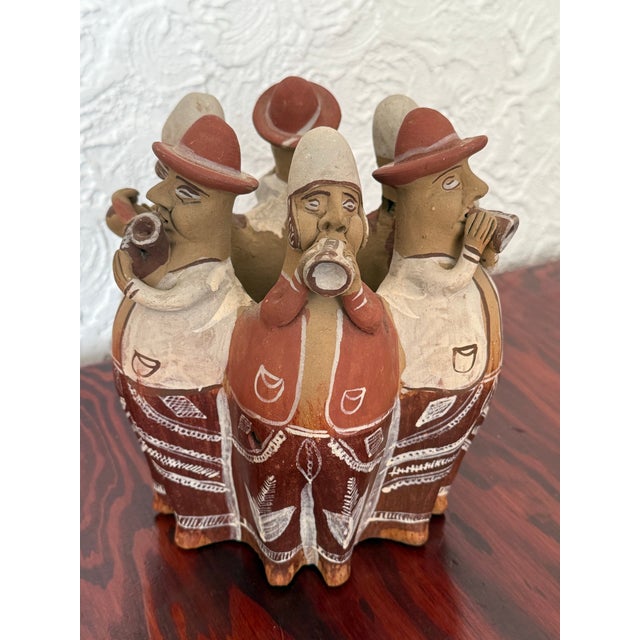 Alexander Girard Vintage Peruvian Quinua Style Terracotta Folk Art Sculpture of Andean Musicians For Sale - Image 4 of 9