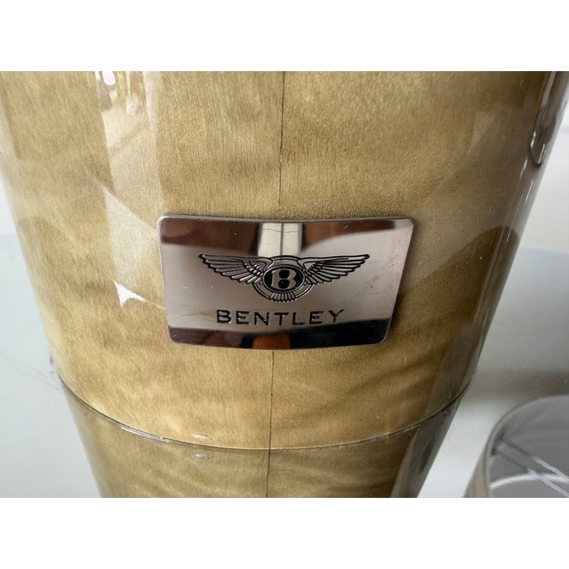 2000 - 2009 Bentley Home “Morpeth” Italian Luxury Leather & Burl Wood Table Lamps - A Pair For Sale - Image 5 of 12