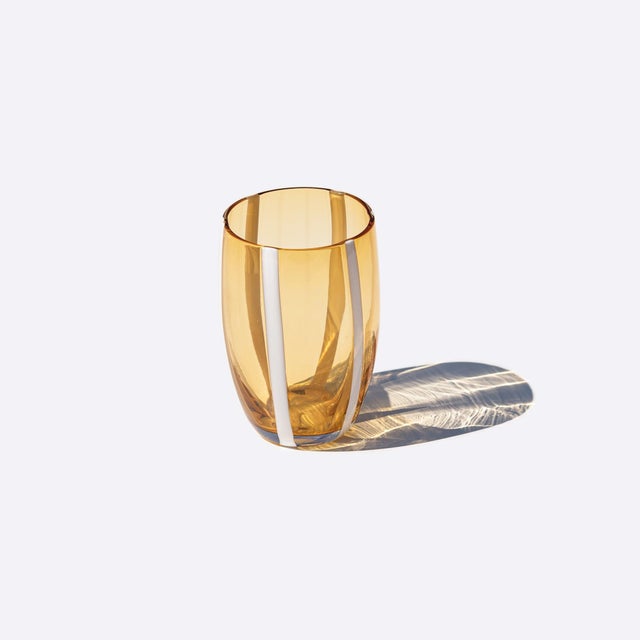 Contemporary Gessato Tumbler (Set of 2) - Amber For Sale - Image 3 of 4