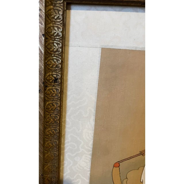 Wood Vintage Mid-Century Chinese "Celestial Maiden" Silk Painting Signed Zheng Qing For Sale - Image 7 of 16
