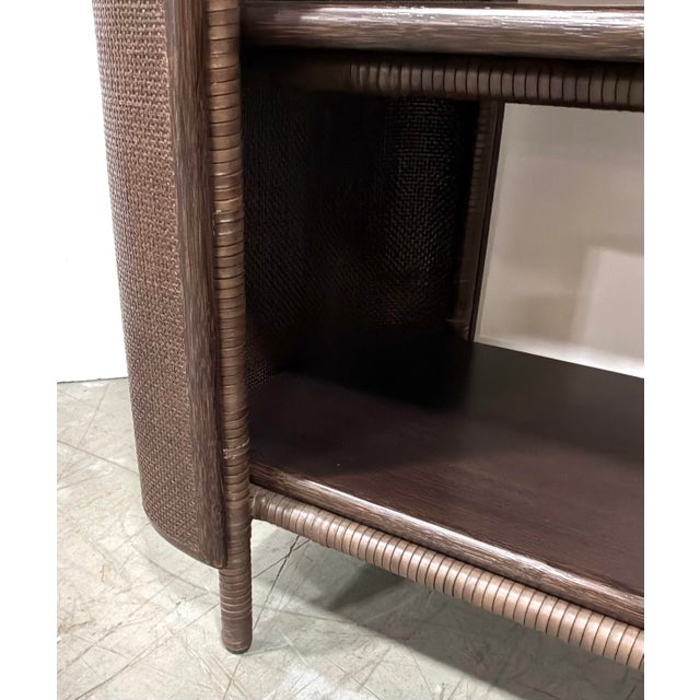 Baker Furniture Company Baker / McGuire Organic Modern Chocolate Brown Rattan and Caning Pacific Shelving Unit For Sale - Image 4 of 5