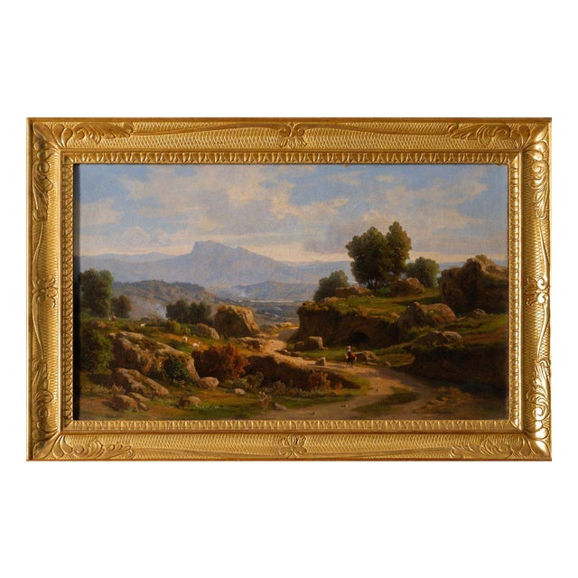 Ettore Cumbo Borgia, Landscape of the Roman Countryside, 19th century, Oil Painting on Canvas For Sale