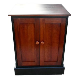 Vtg. Ethan Allen Black & Cherry Two Door Transitional Style Cabinet For Sale