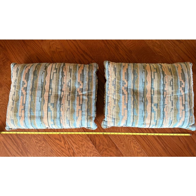 Ultra Comfy 3 Piece Set Beacon Hill Custom Oversized Lounge Club Chairs With Coordinated Pillows Matching Upholstered Ottoman For Sale - Image 11 of 14