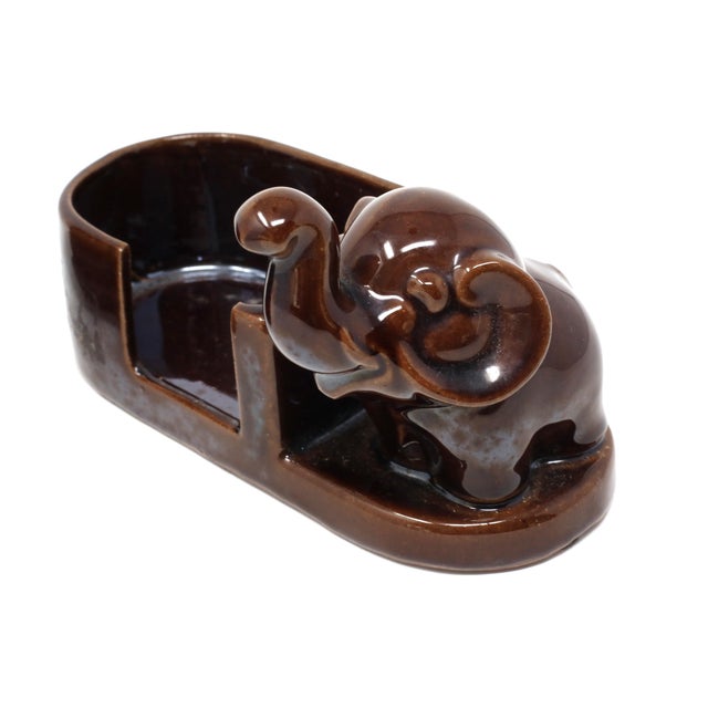 Vintage Elephant Trunk Up Made in Occupied Japan Ashtray Holder With 7