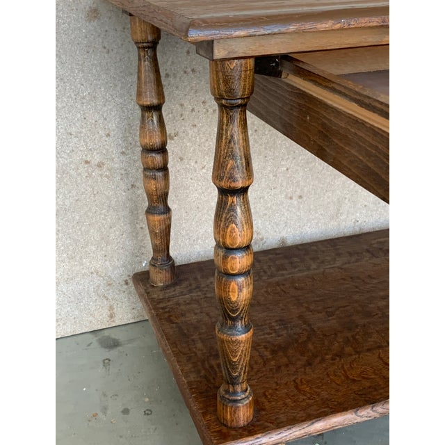 Spanish Country Pine Side Table With Drawer and Low Shelve For Sale - Image 12 of 13