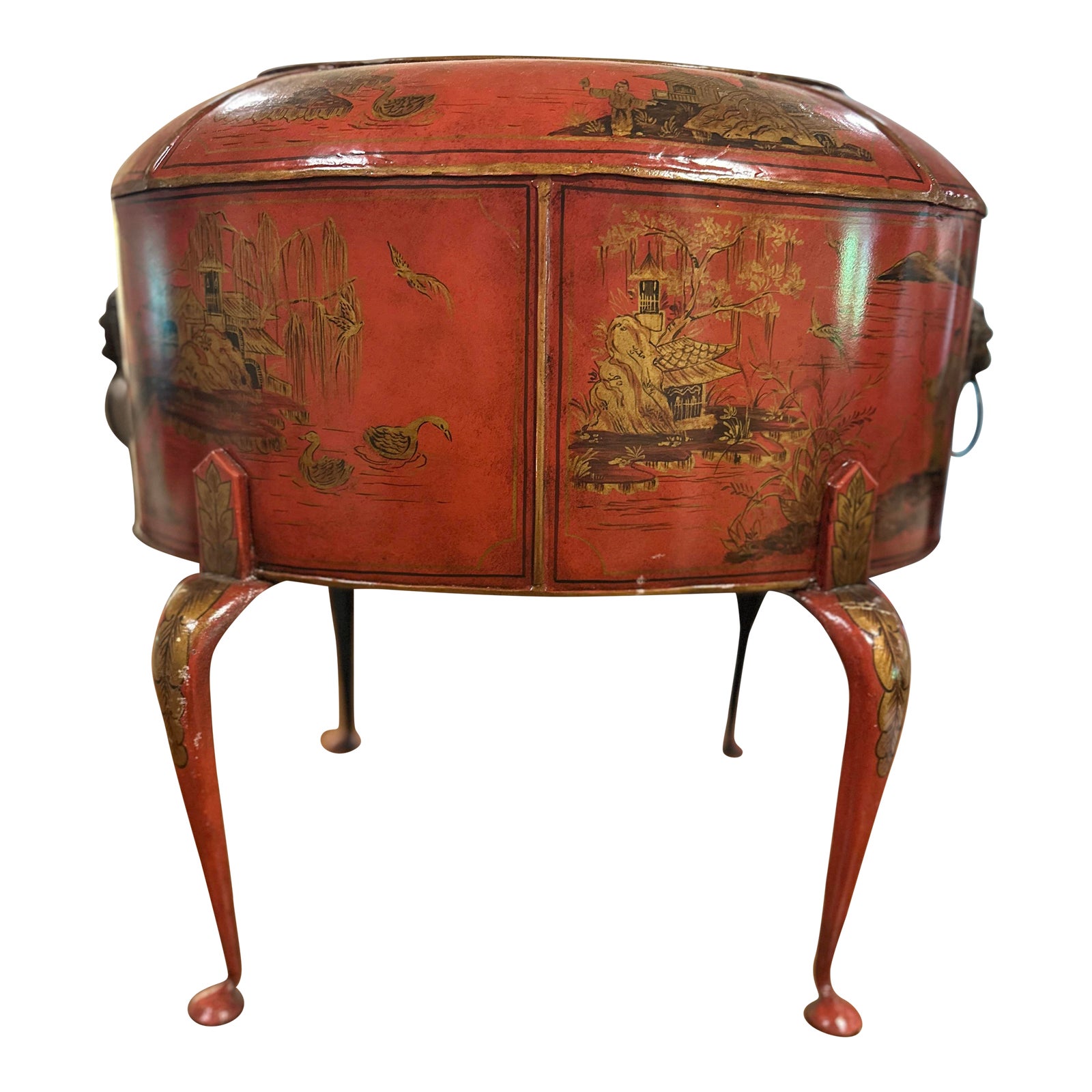 1990s Theodore Alexander Red Tole Chinoiserie Planter | Chairish