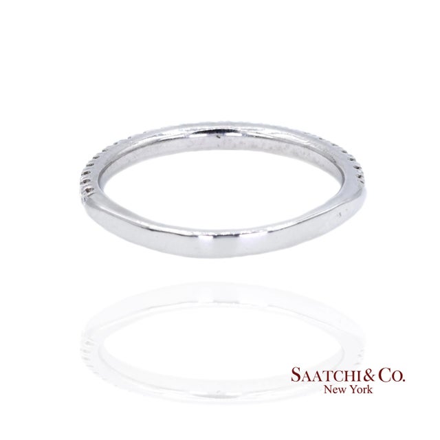 Early 21st Century Platinum 950 Natural Diamond Half Eternity Band Ring For Sale - Image 5 of 6