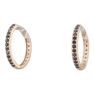 New Nina Nguyen 0.64ctw Diamond Hoop Earrings 14k Yellow Gold Hinged Snap Top - 2 Pieces For Sale