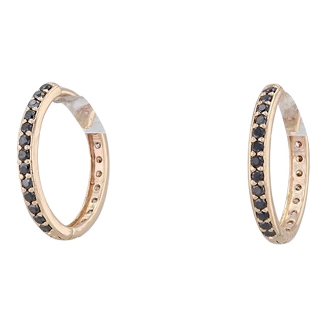 New Nina Nguyen 0.64ctw Diamond Hoop Earrings 14k Yellow Gold Hinged Snap Top - 2 Pieces For Sale