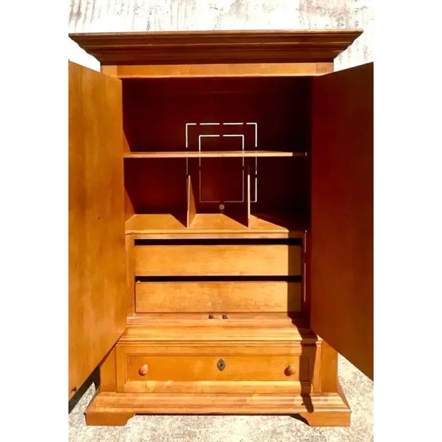 Camel Vintage Drexel Pine Armoire Cabinet For Sale - Image 8 of 13