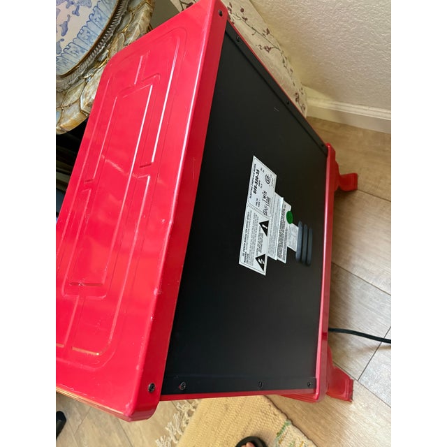 Vintage Red Metal Electric Faux Fireplace Heater For Sale In Sacramento - Image 6 of 8
