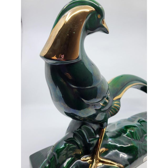 Lemanceau Charles, Sculpture Royal Pheasant by Charles Lemanceau for the Saint Clément Factory (C. 1930), 1920s, Ceramic & Enamel & Gold Leaf For Sale - Image 16 of 18