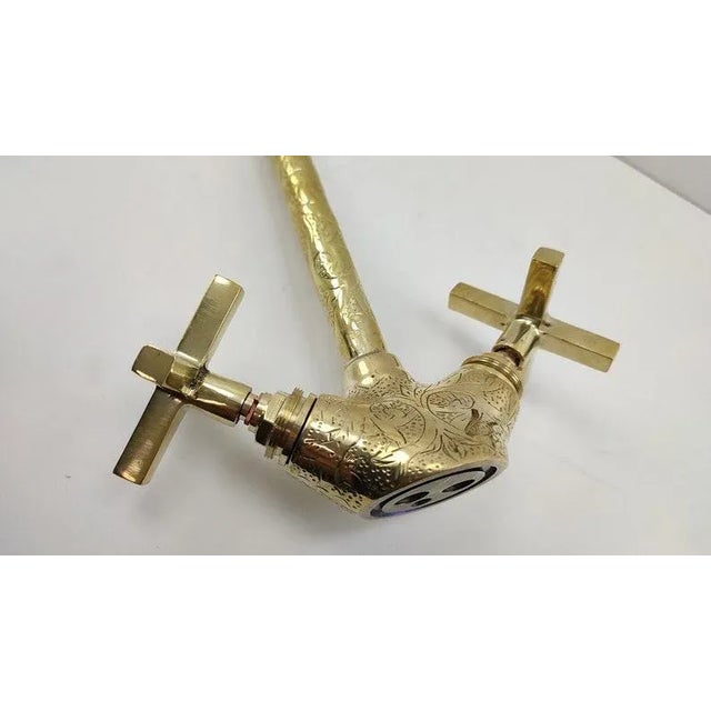 2020s 21st Century Moroccan Handmade Faucet Swan Neck Brass Copper Engraved Farmhouse Sink Faucet For Sale - Image 5 of 7