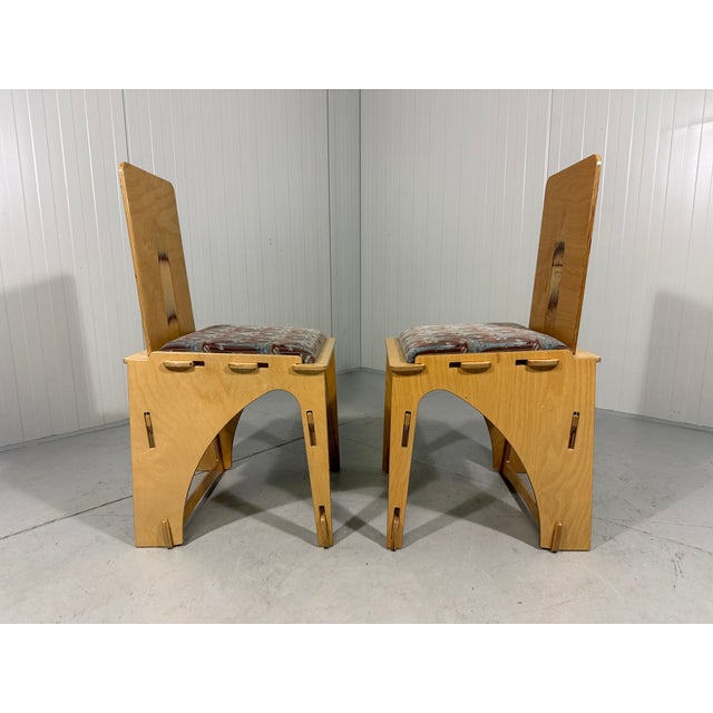 Stunning assembled chairs by Dietmar Brodt for Loreleydesign, Germany (marked). Very special design in multiplex beechwood...