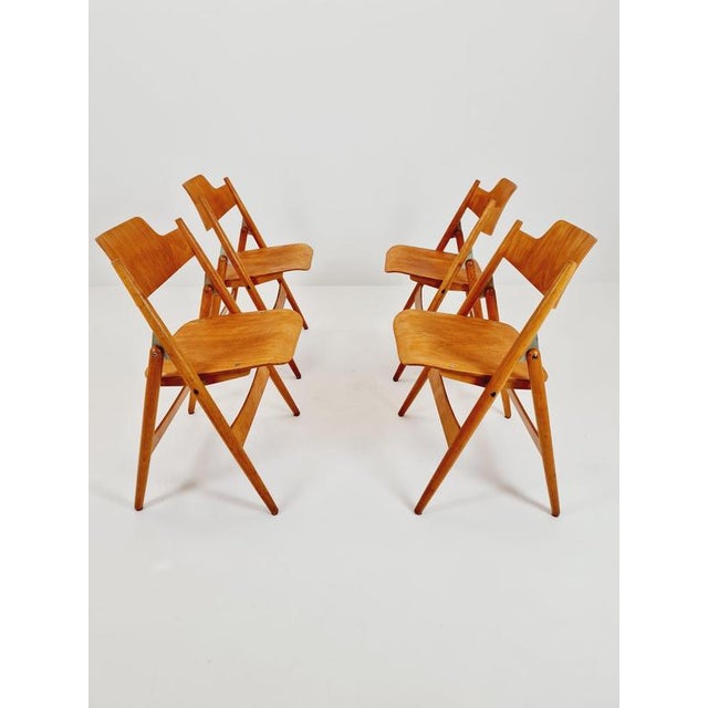 Egon Eiermann Austrian SE18 Folding Chairs by Egon Eiermann for Wilde & Spieth, 1950s Set of 4 For Sale - Image 4 of 18