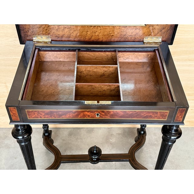 Late 19th Century Sewing or Side Table Napoleon III Wood Marquetry France For Sale - Image 13 of 17