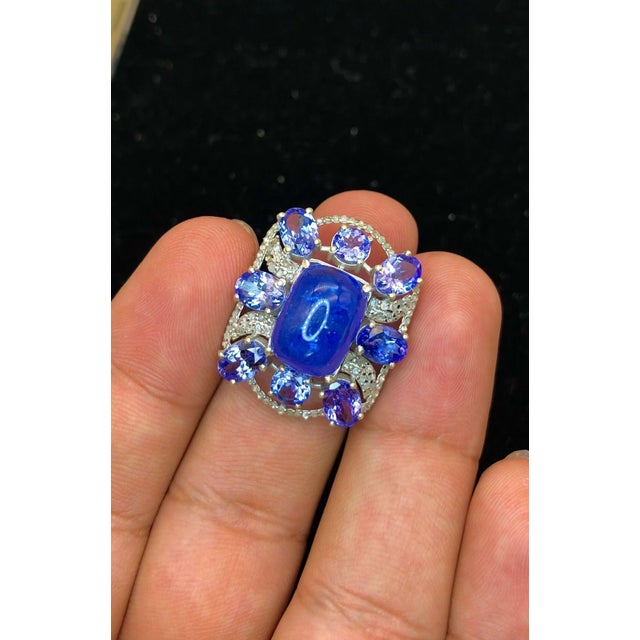 Bochic "Orient" Vintage Diamond & Tanzanite Ring Set 18K White Gold & Silver For Sale - Image 18 of 18