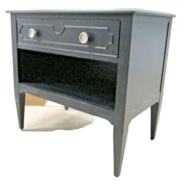 Black Black One Drawer Nightstand With Built in Outlets Attributed to Fairfield Chair Company For Sale - Image 8 of 16