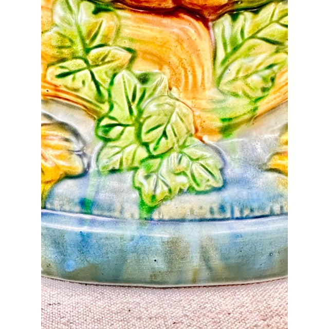 Ceramic Large Vintage Majolica Style Seashell Centerpiece With Mermaids For Sale - Image 7 of 10